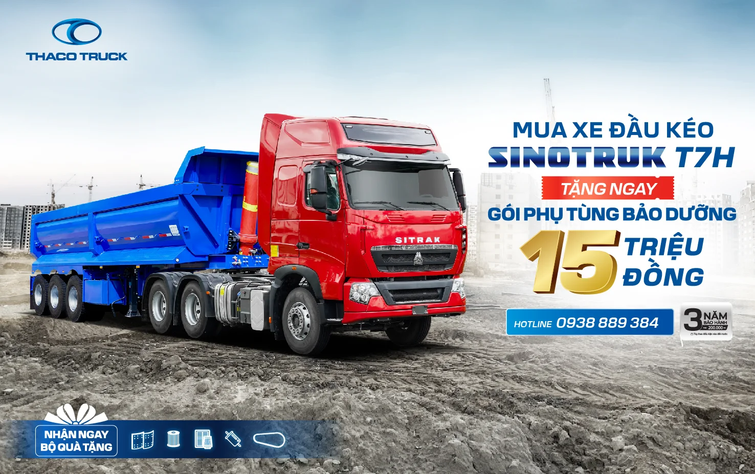 TẶNG GÓI PHỤ TÙNG BẢO DƯỠNG CHÍNH HÃNG TRỊ GIÁ LÊN ĐẾN 15 TRIỆU ĐỒNG KHI MUA XE ĐẦU KÉO SINOTRUK T7H