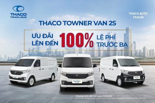 THACO TOWNER VAN 2S – ƯU ĐÃI 100% LỆ PHÍ TRƯỚC BẠ, TỐI ƯU CHI PHÍ ĐẦU TƯ